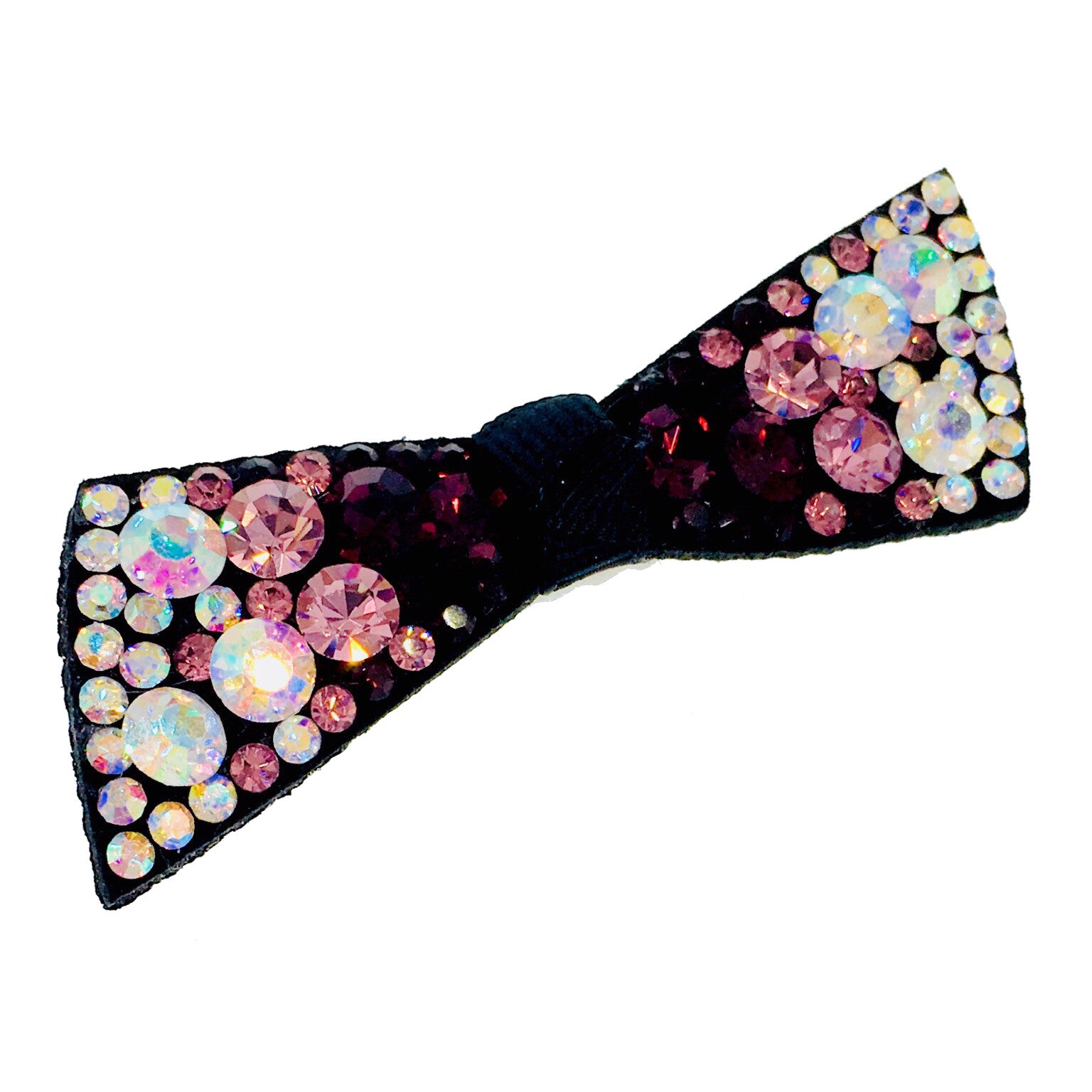 Elegant Swarovski Crystal Bow Knot Hair Clip - Acrylic Black Base with AB Pink Magenta Finish | Perfect for Weddings, Parties & Everyday Glamour