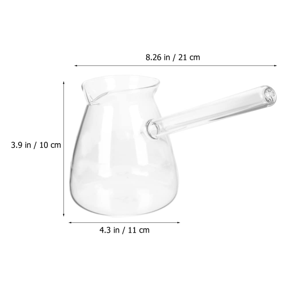 STOBOK 2-Piece Clear Glass Turkish Coffee Pot Set with Side Handle - Small Teapot, Milk Kettle, Hot Chocolate Maker & Butter Melting Pot for Home Kitchen - Perfect for Brewing, Serving & Entertaining