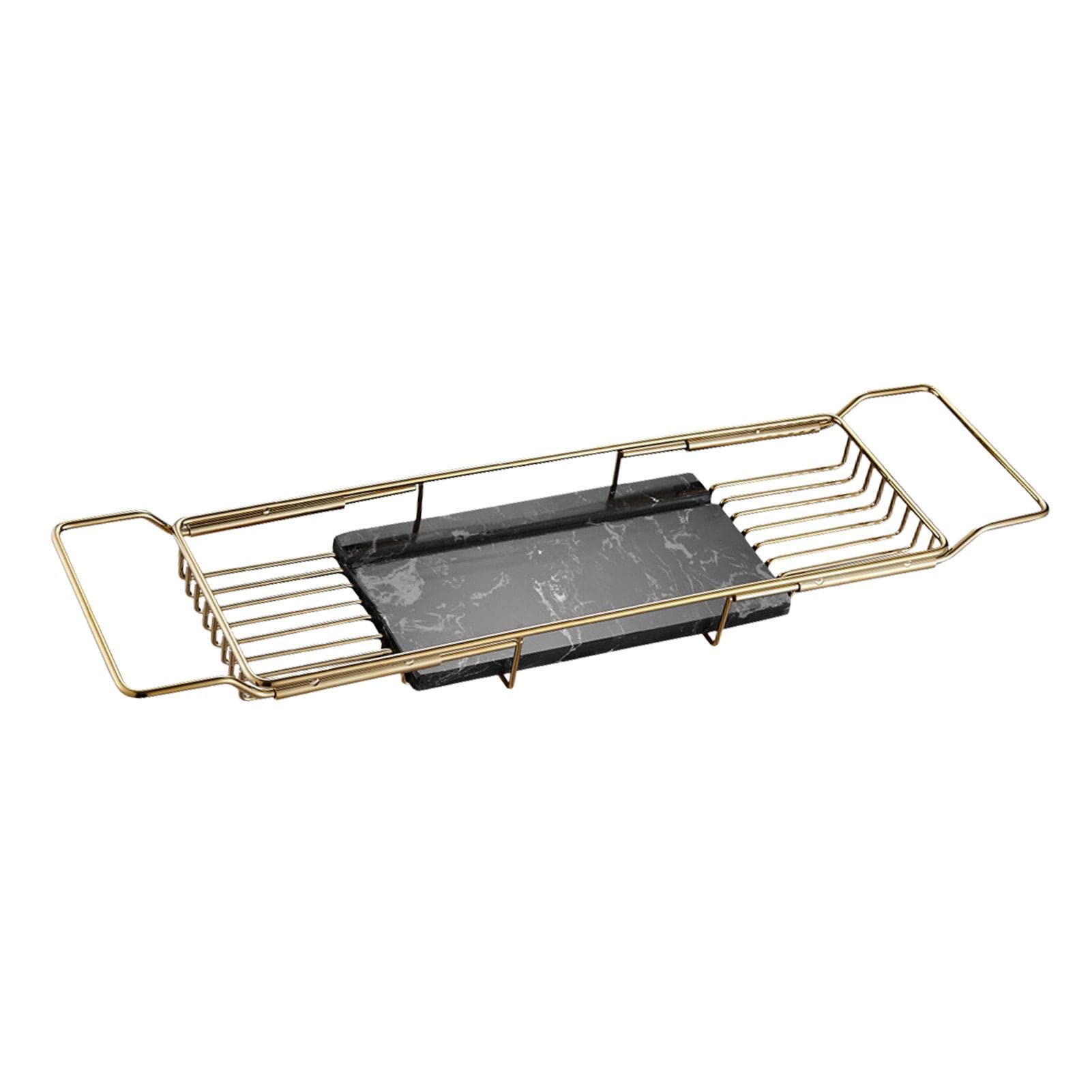 Luxury Expandable Bathtub Caddy Tray - Adjustable & Removable Bath Organizer with Gold Finish | Perfect Bathroom Accessory for Relaxing Spa Nights, Reading & Wine in Tub