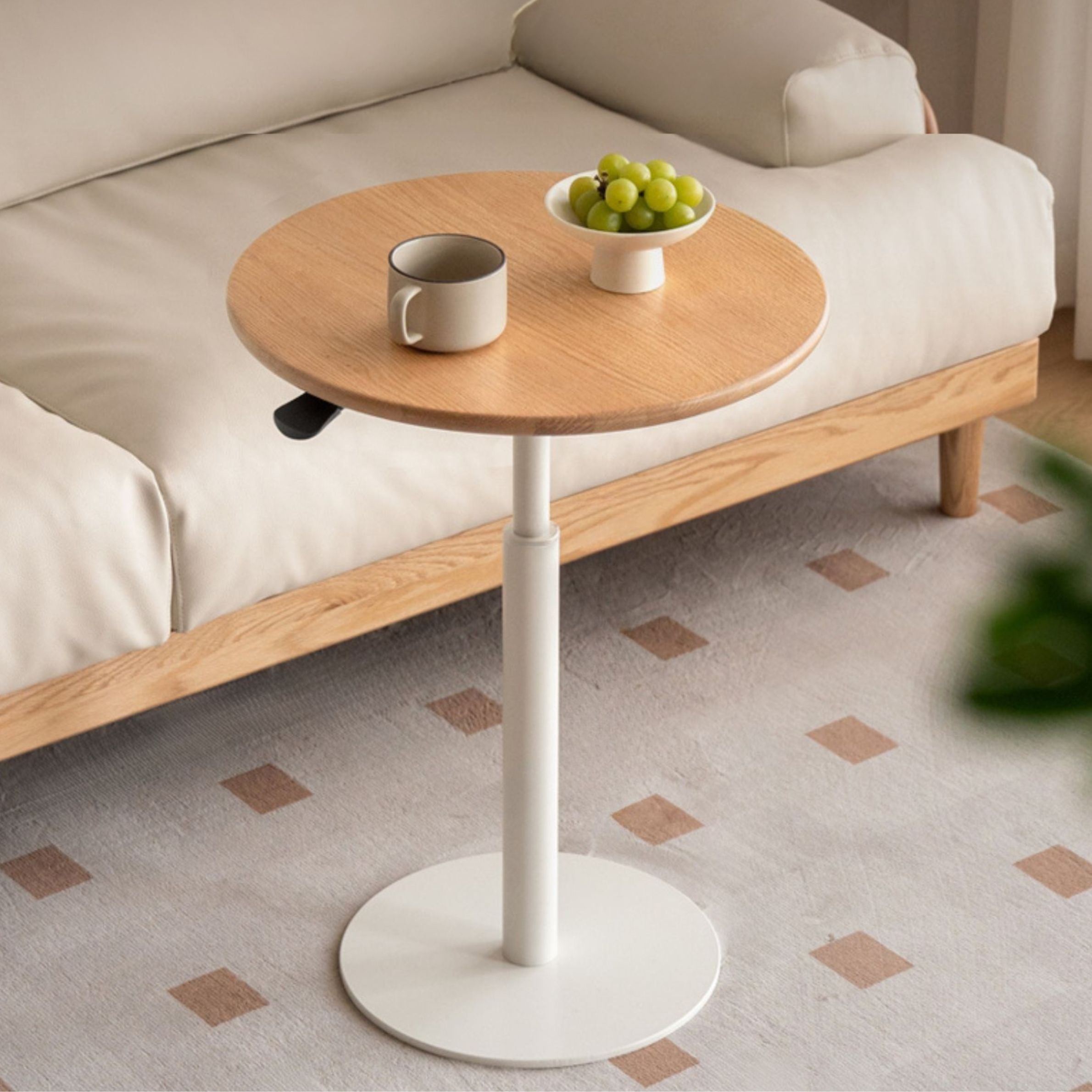 Premium Solid Oak & Black Walnut Lift-Top Side Table - Rustic Wooden Coffee Table with Storage for Living Room, Bedroom, or Office Use