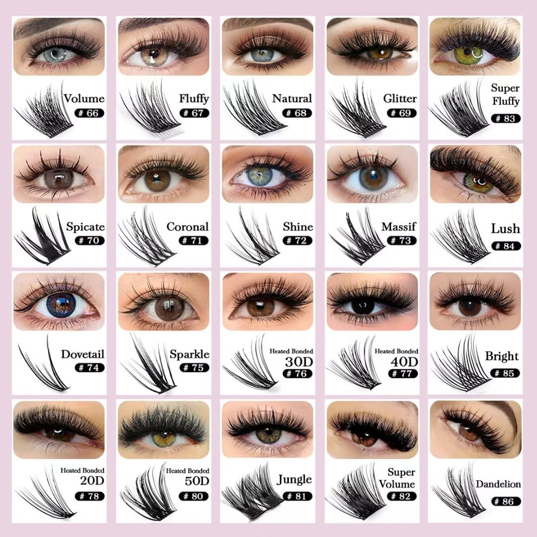 Natural Soft Wispy 3D Effect False Eyelashes - DIY Self-Application Lash Clusters & Individual Lashes for Stunning Volume (Style 84-0.07-D-MIX) | Perfect for Weddings, Parties & Everyday Glam