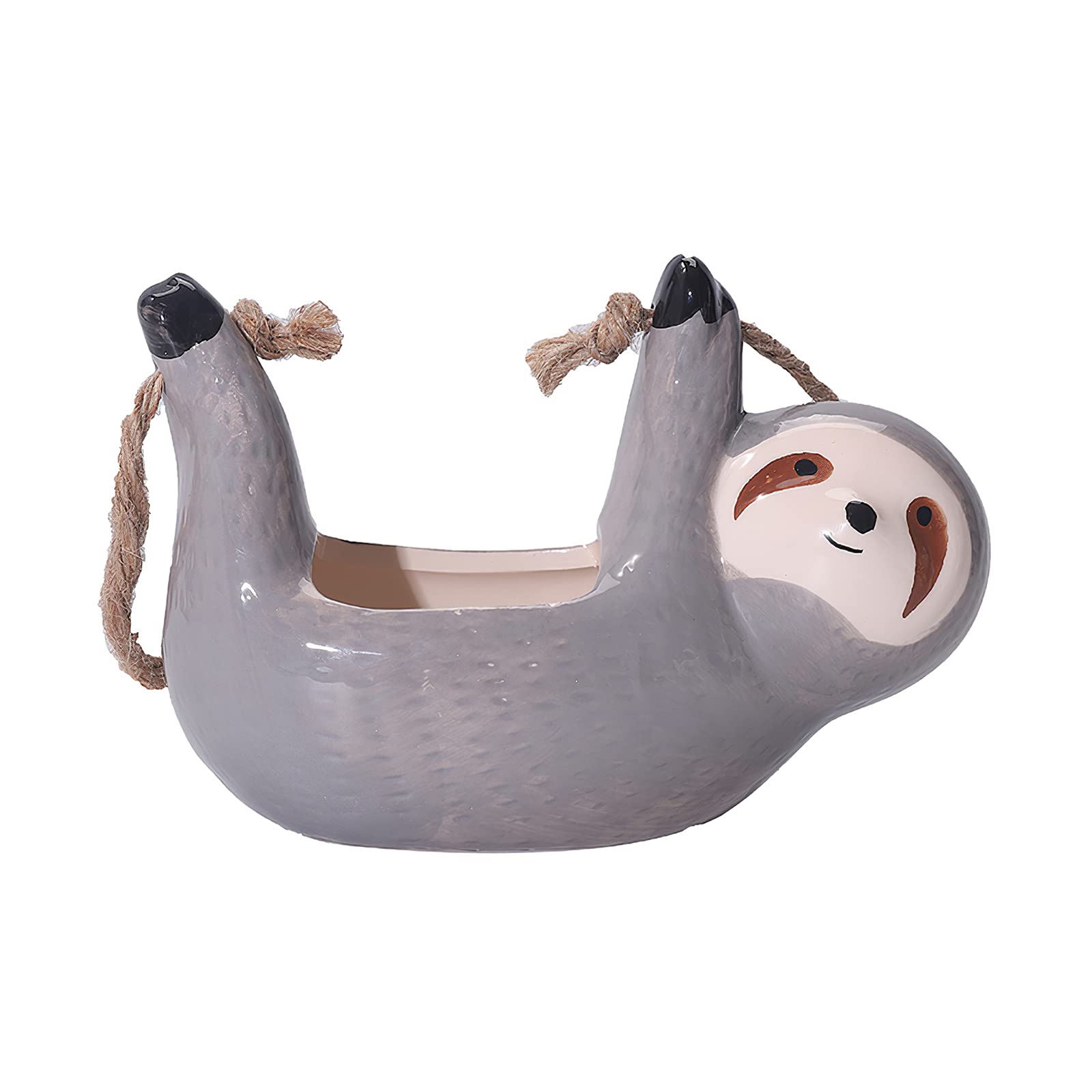Ceramic Sloth Flower Pot - Cute Hanging Planter for Succulents & Small Plants, Home & Garden Decor for Balcony, Patio, Indoor & Outdoor Use - Perfect Gift for Plant Lovers