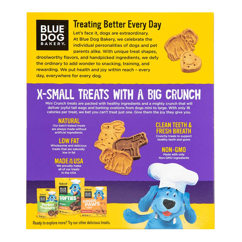 Blue Dog Bakery Natural Dog Treats - Mini Crunch Assorted Flavors (16.2oz, 3 Pack) | Healthy Training Rewards & Snacks for Small to Medium Dogs