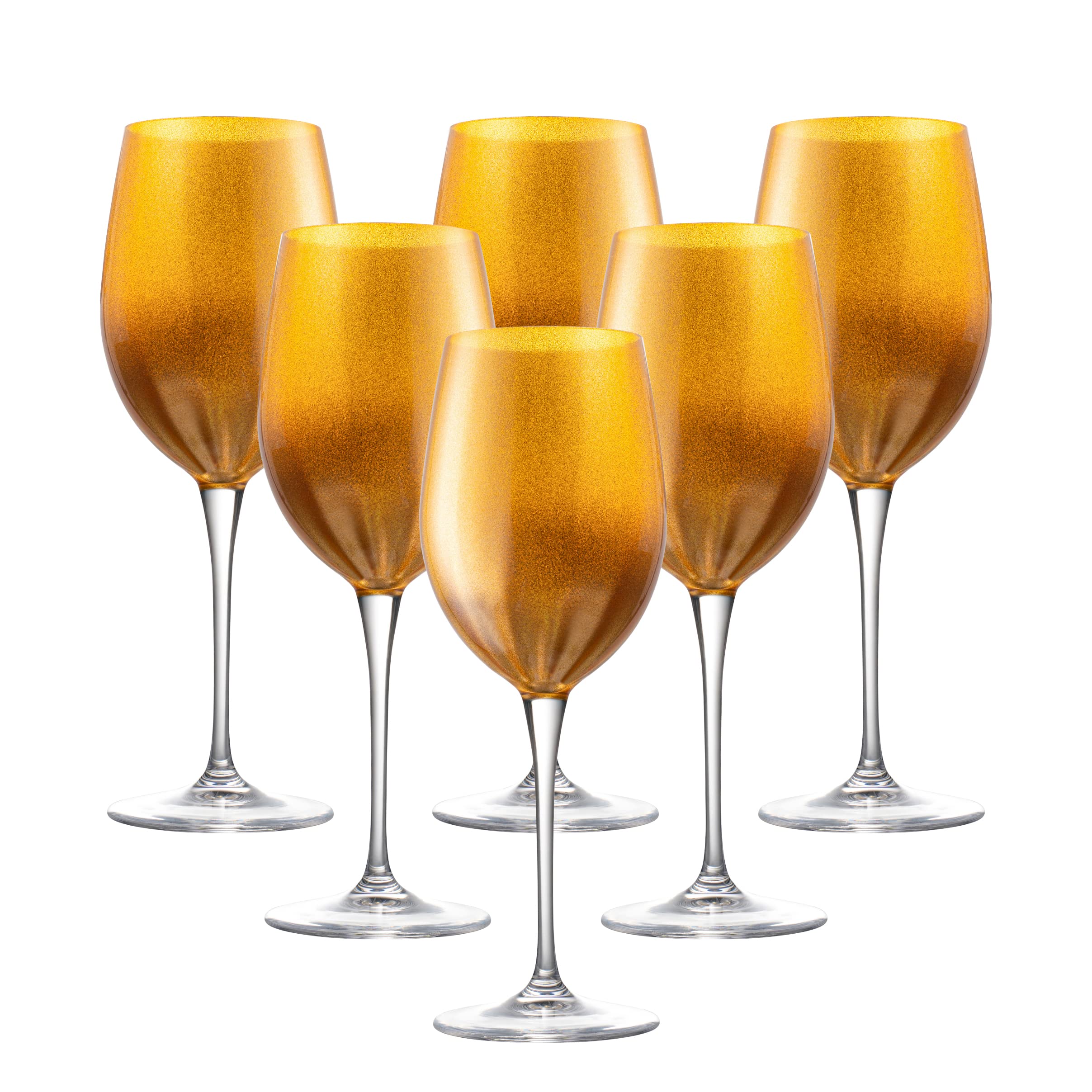 Premium Barski Goblet Set of 6 - 18oz Elegant Gold-Decorated Crystal Stemware for Red Wine & Water - European Made Glassware for Fine Dining, Wedding Gifts & Home Entertaining