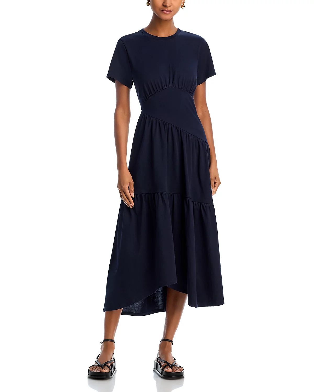 Elegant FRAME Gathered Dress for Women | Flowy Midi Dress with Ruffled Hem | Perfect for Weddings, Parties & Date Nights