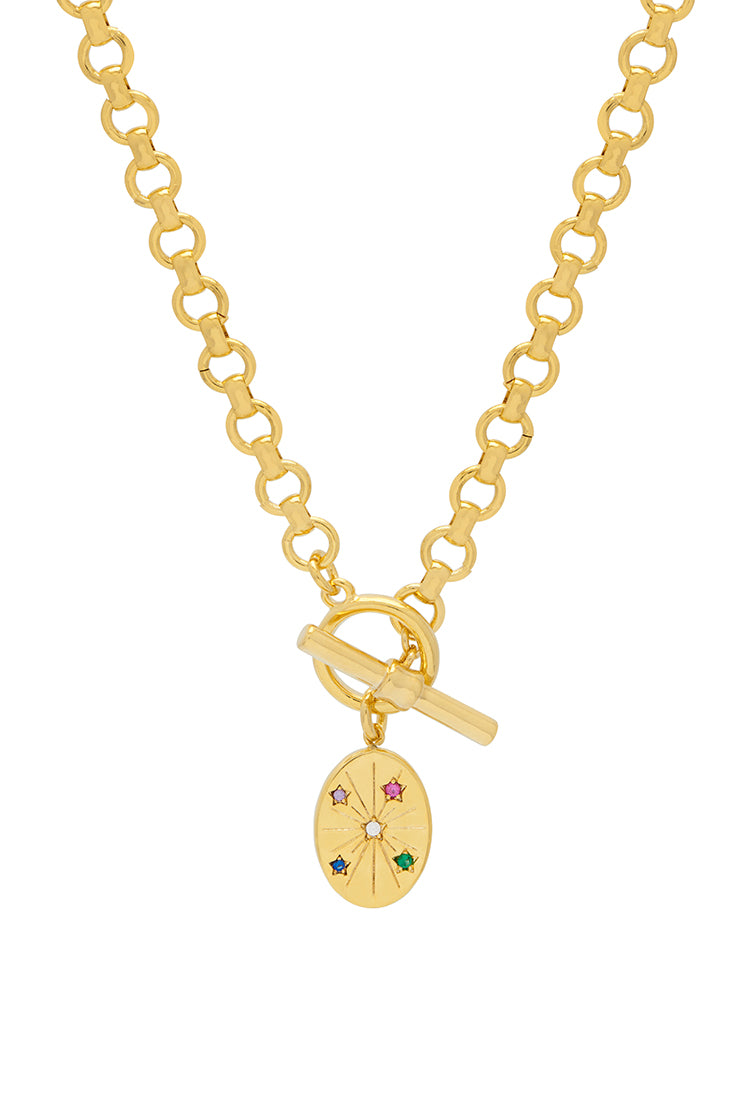 Multi Star T Bar Chunky Necklace for Women - Trendy Layered Gold Plated Statement Jewelry - Perfect for Parties, Date Night & Everyday Wear
