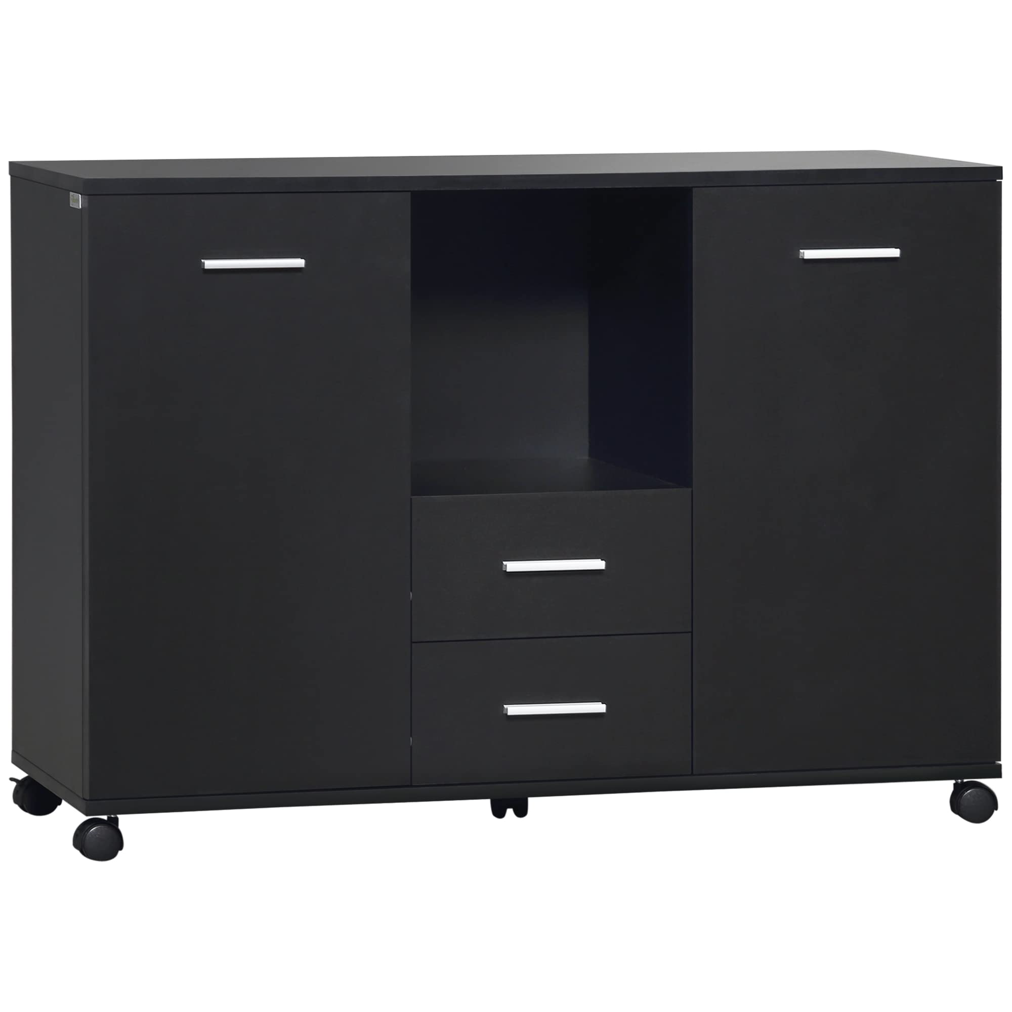 Vinsetto Black 2-Drawer 2-Shelf Multifunctional Office Filing Cabinet & Printer Stand with Smooth Countertop - Perfect for Home Office, Small Business & Workspace Organization