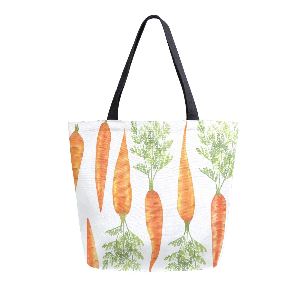 Durable Canvas Tote Bag with Carrot Pattern - Reusable Grocery Bag for Shopping, Beach & Work