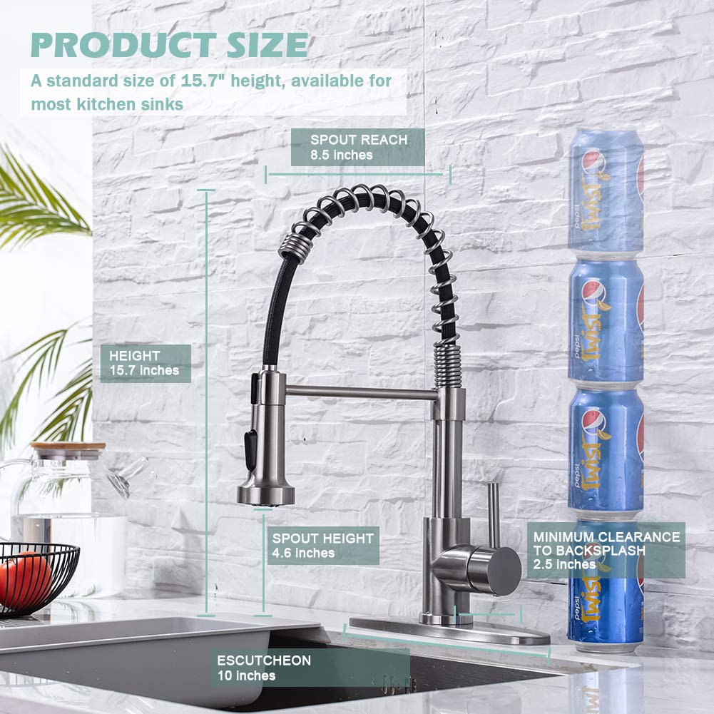Stainless Steel Kitchen Faucet with Pull Down Sprayer for Farmhouse Sinks - Perfect for RV & Home Kitchens