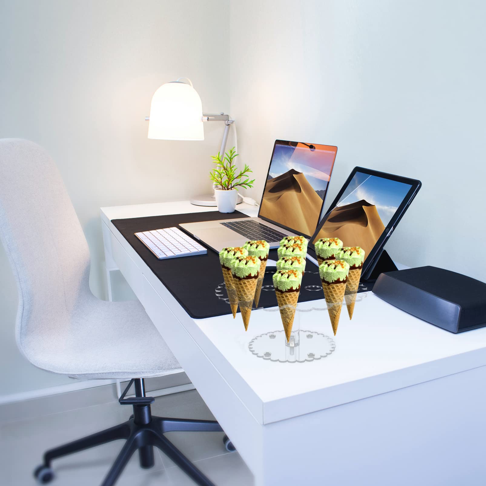Premium Stainless Steel Ice Cream Cone Holder - 24 Slots Commercial Food Stand Display Rack for Ice Cream, Sushi, Desserts - Perfect for Restaurants, Cafes, and Home Kitchens