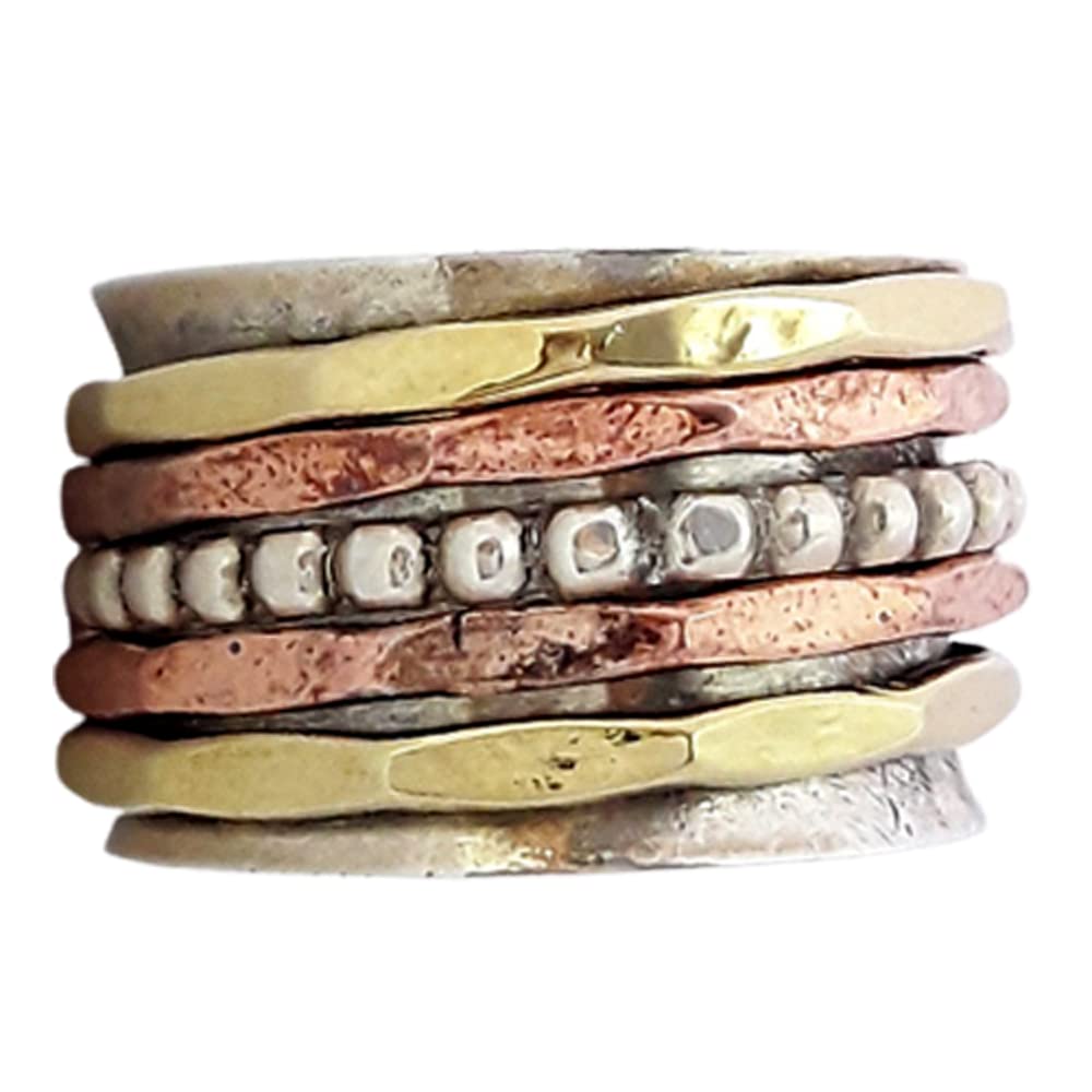 Hammered Sterling Silver Spinner Ring for Anxiety Relief & Meditation - 925 Silver Textured Spin Ring, Boho Chunky Jewelry - Perfect Mother's Day Gift for Stress Relief & Focus
