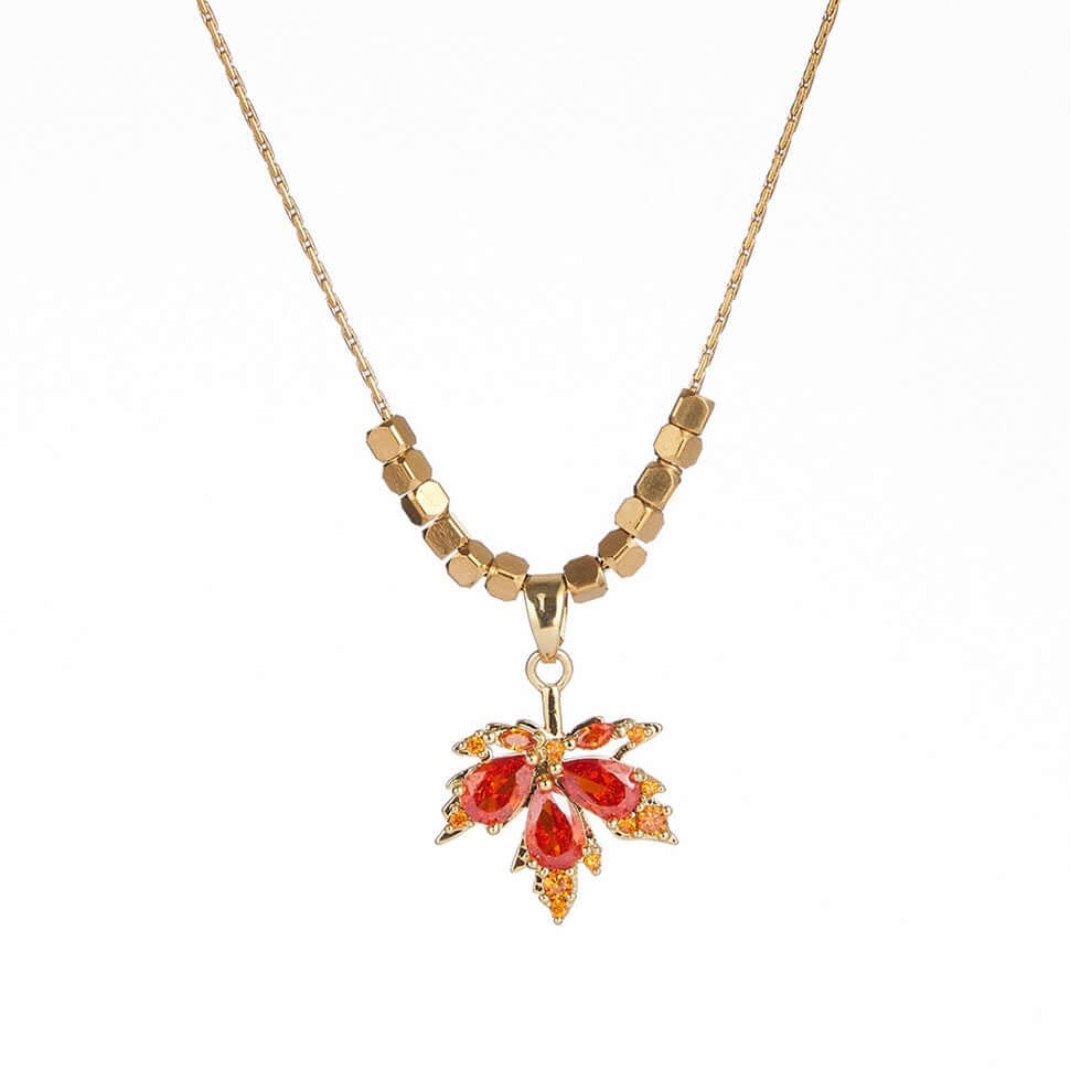 Premium Titanium Maple Leaf Pendant Necklace with Snake Chain - Elegant Jewelry for Women, Gift for Her | GS041 - Perfect for Everyday Wear, Parties, and Special Occasions