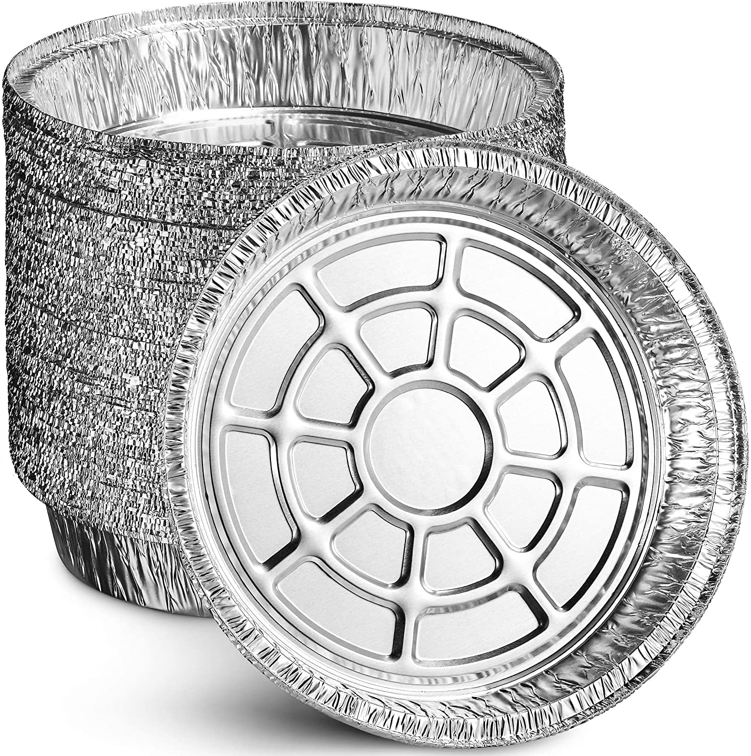 Nicole Fantini 7-Inch Round Disposable Aluminum Foil Pans - 500 Count Bulk Pack for Food Storage, Takeout & Catering | Perfect for Delis, Restaurants, Bakeries & Home Meal Prep