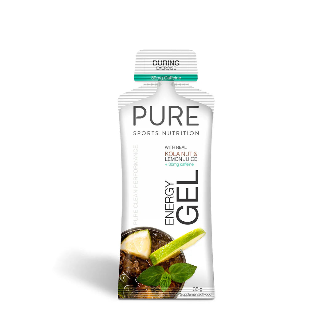 PURE Energy Gel with Caffeine - Cola Flavor 35G | Electrolyte Sports Nutrition for Running, Cycling & Endurance Training