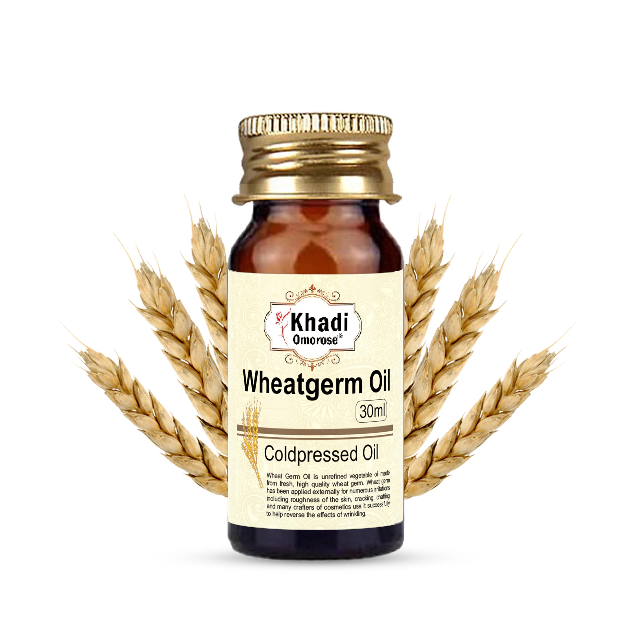 Khadi Omorose 100% Pure Cold-Pressed Wheat Germ Carrier Oil - 30ml | Natural Skin & Hair Care | Perfect for Massage, Aromatherapy & DIY Beauty Recipes