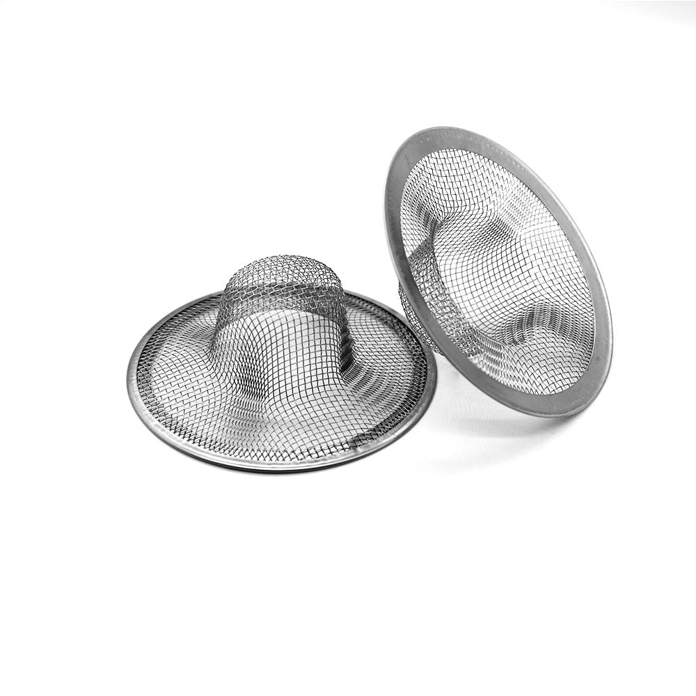 Stainless Steel Shower & Sink Drain Hair Catcher - 2 Pack (3.54 Inch) by Lechay | Bathroom Tub Drain Protector for Hair Clog Prevention | Perfect for Showers, Bathtubs, and Sink Drains