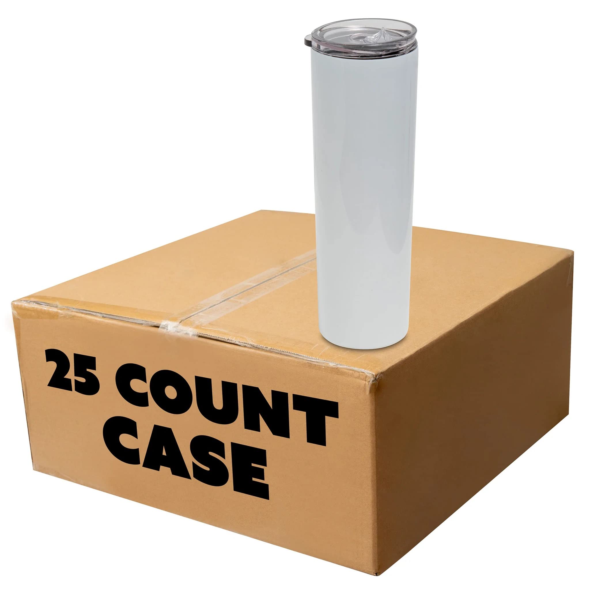 Makerflo 30 oz White Skinny Sublimation Blank Tumbler with Lid & Straw - Pack of 25 | DIY Customizable Tumbler for Sublimation, Epoxy, UV DTF, Vinyl & Laser Engraving | Perfect for Personalized Gifts, Promotional Items & Craft Projects