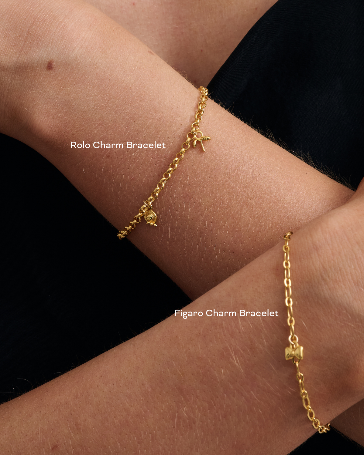 Rolo Charm Bracelet for Women - Elegant Gold & Silver Layered Chain Bracelet with Dainty Charms - Perfect for Gifts, Parties, and Everyday Wear
