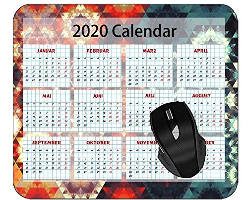 Fractal Abstract Art Mouse Pad with 2020 Calendar - Non-Slip Desk Mat for Office, Gaming & Home Use