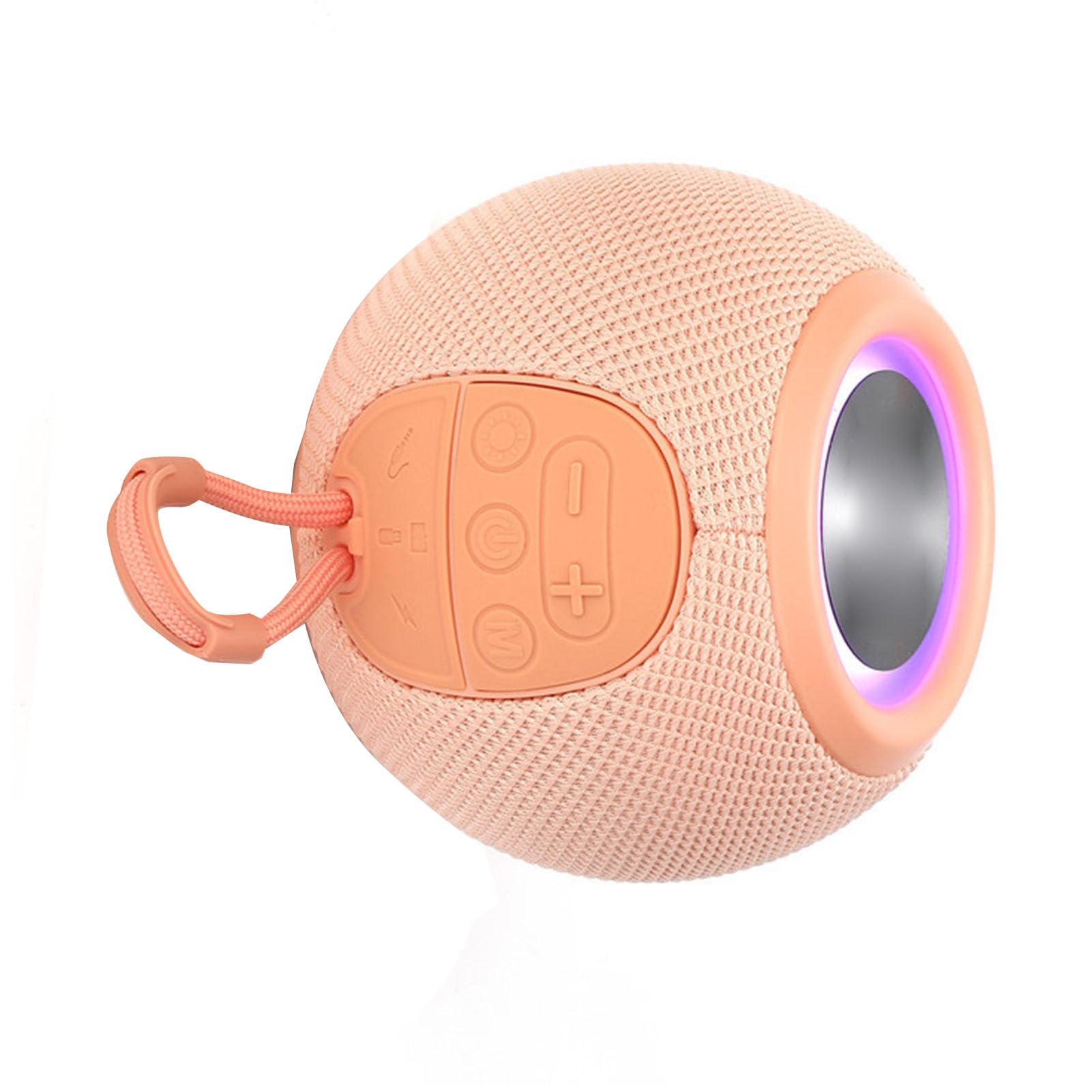 Portable Bluetooth Speaker with LED Lights, FM Radio, and Lanyard - Wireless Outdoor Speaker with Deep Bass for Parties, Camping, Beach & Travel (Rose Gold)