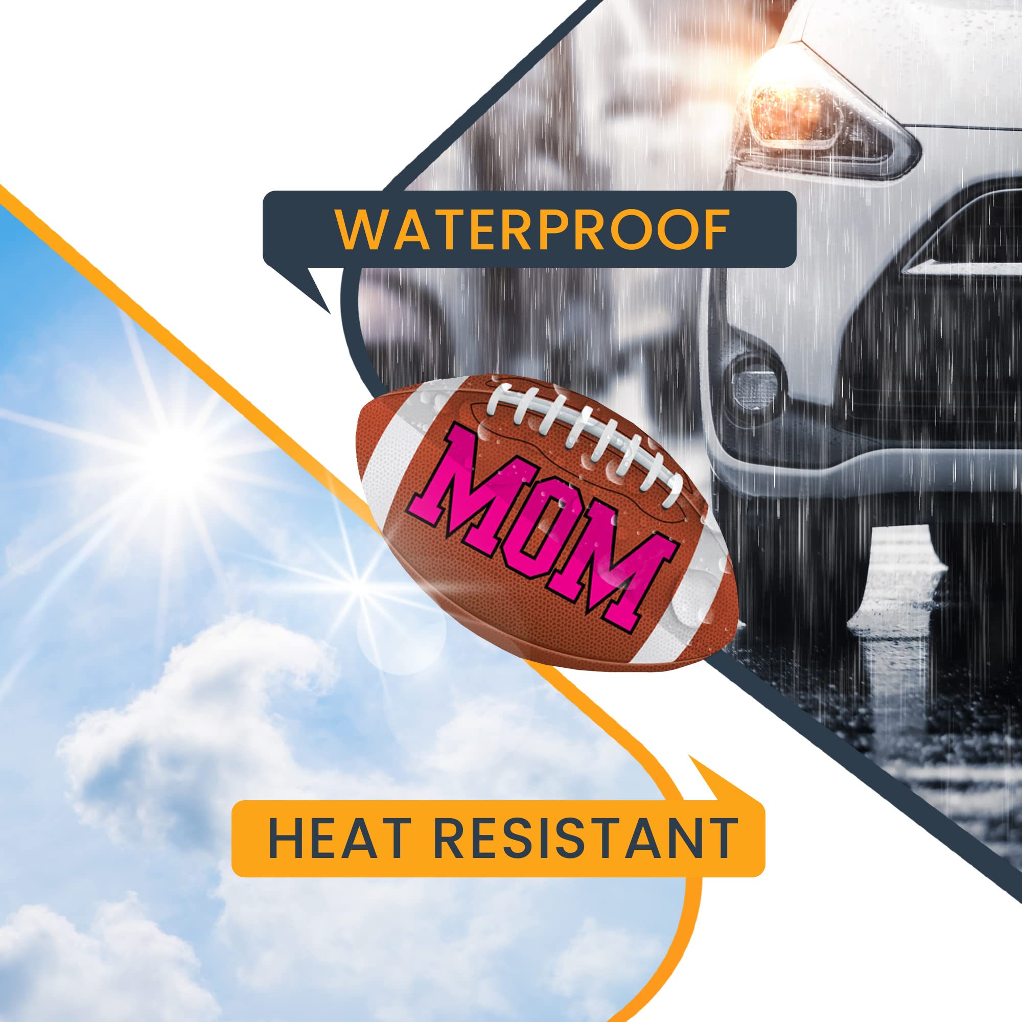 Football Sports Mom Car Magnet Decal - 7x4 Inches Heavy Duty Automotive Magnet for Car, Truck, SUV (Pink, Brown, White) - Perfect for Game Day, Tailgating & Showing Team Spirit