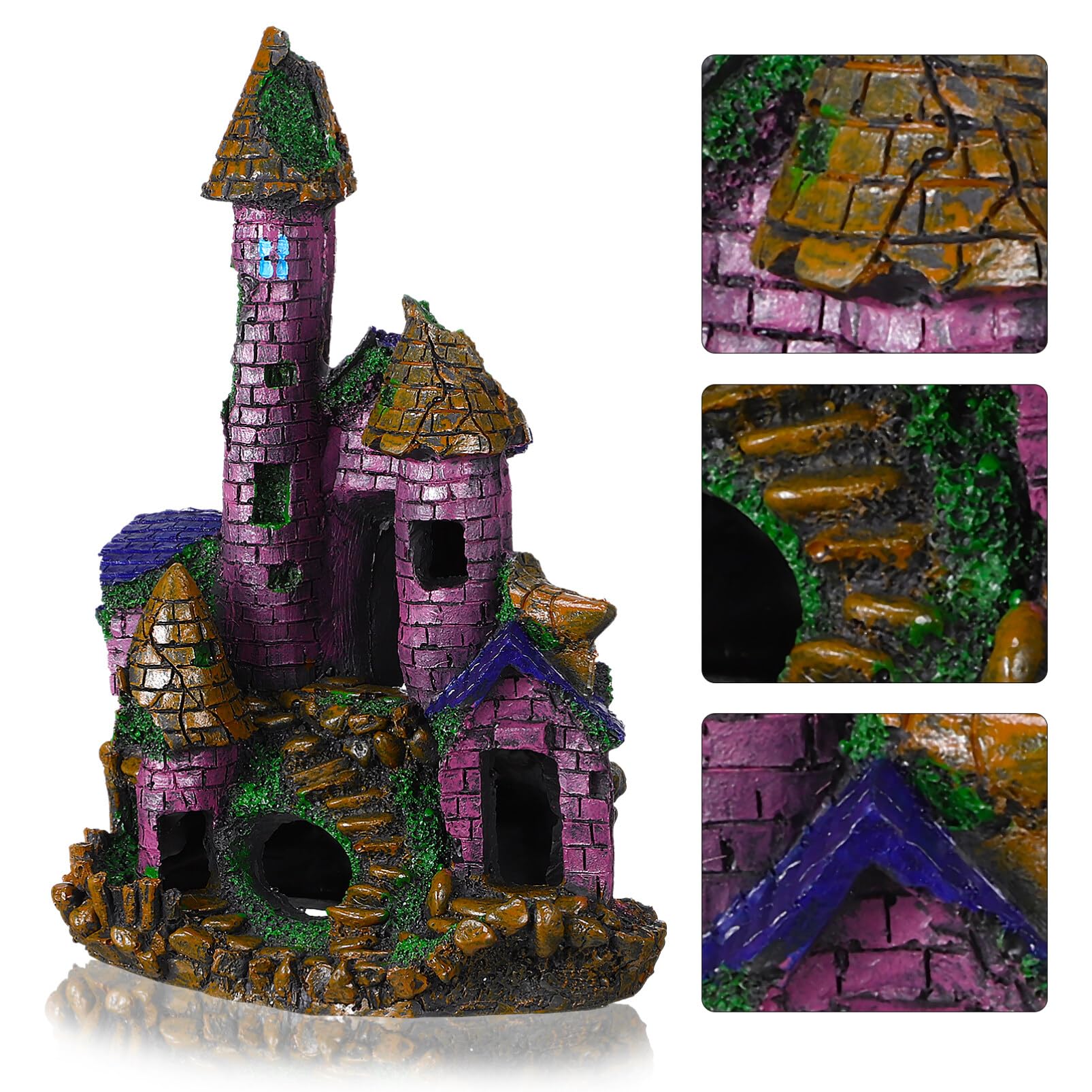 Premium Resin Aquarium Castle Decor - Large Fish Tank Cave Hideout for Betta, Goldfish & Tropical Fish | Underwater Decorations for Home & Office Aquariums