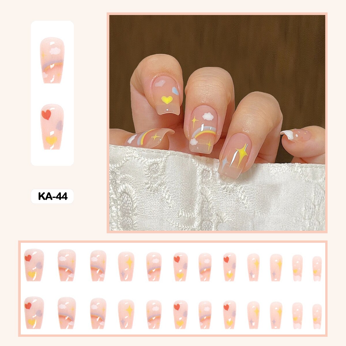 24pcs Colorful Graffiti Press on Nails - Short Fake Nails with Glue & Tools (Pink, Purple) for Girls, Women | Easy DIY Nail Art for Parties, Weddings, Daily Wear