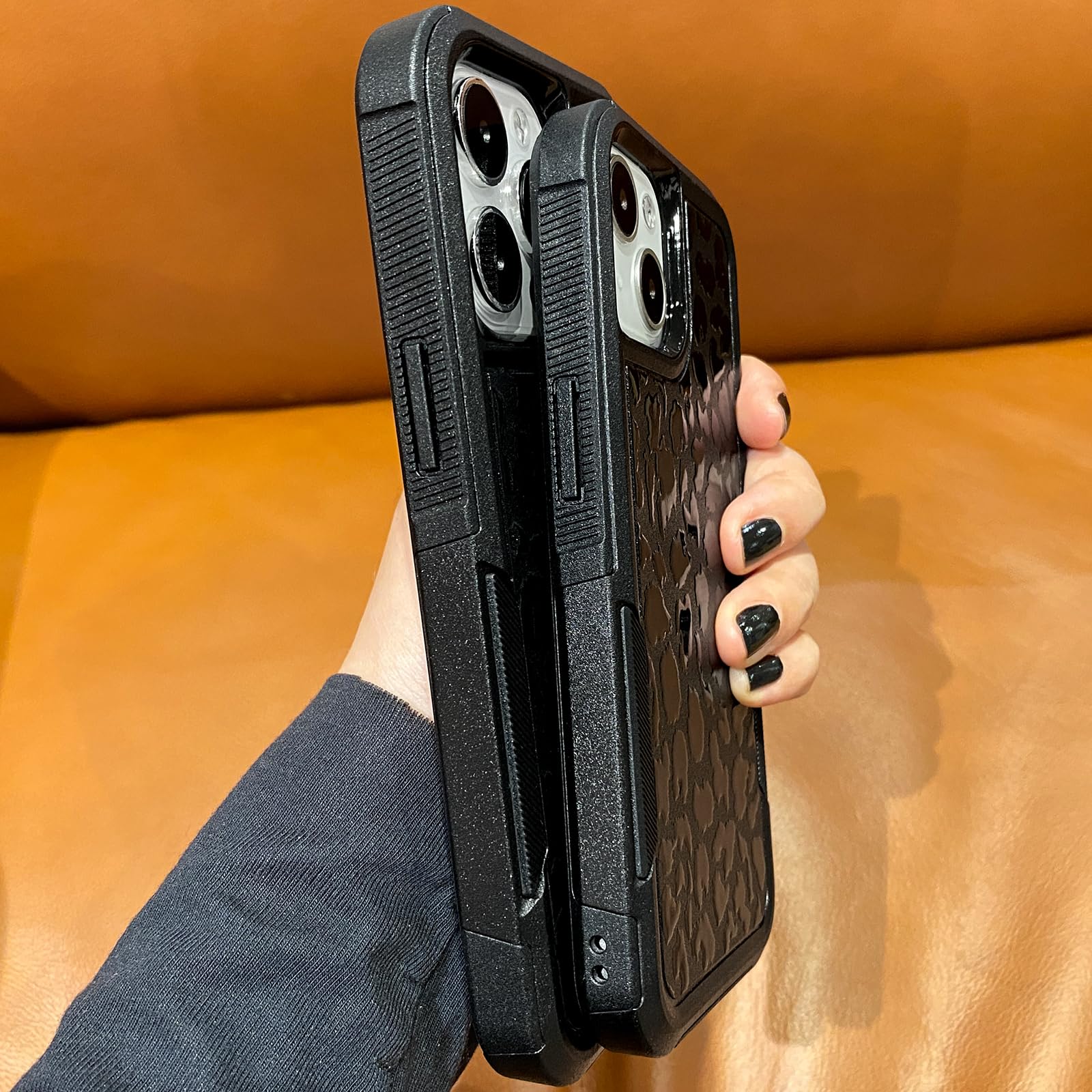 Premium Black Leopard Cheetah iPhone 13 & 14 Case - 10ft Drop Tested, Heavy Duty Shockproof Rugged Protection for 6.1