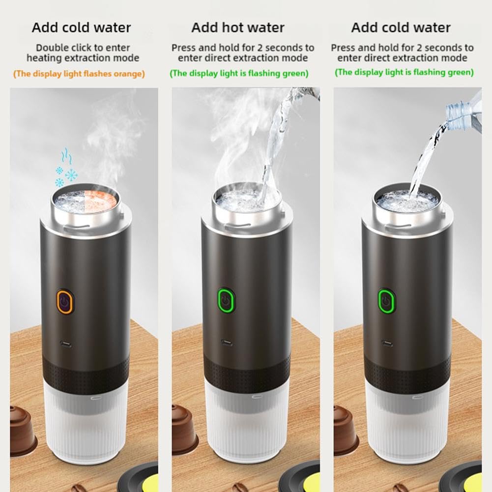 12V Portable Espresso Machine - Fast Heating Electric Coffee Maker for Car, Camping & Travel | Compact 3-in-1 Self-Heating Coffee Machine | Perfect for Road Trips, Hiking, RV & Office Use