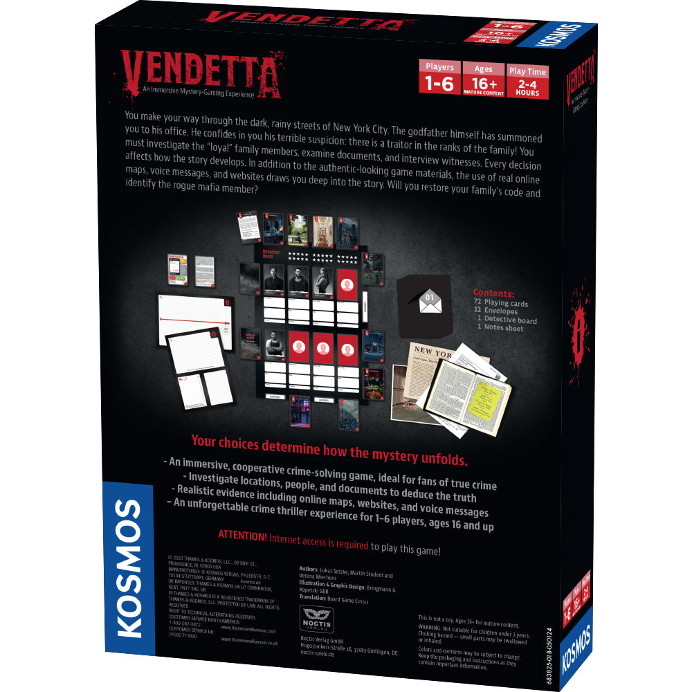 Masters of Crime: Vendetta - Thrilling Mafia Strategy Board Game for Adults & Teens - Perfect for Game Nights, Parties & Family Gatherings