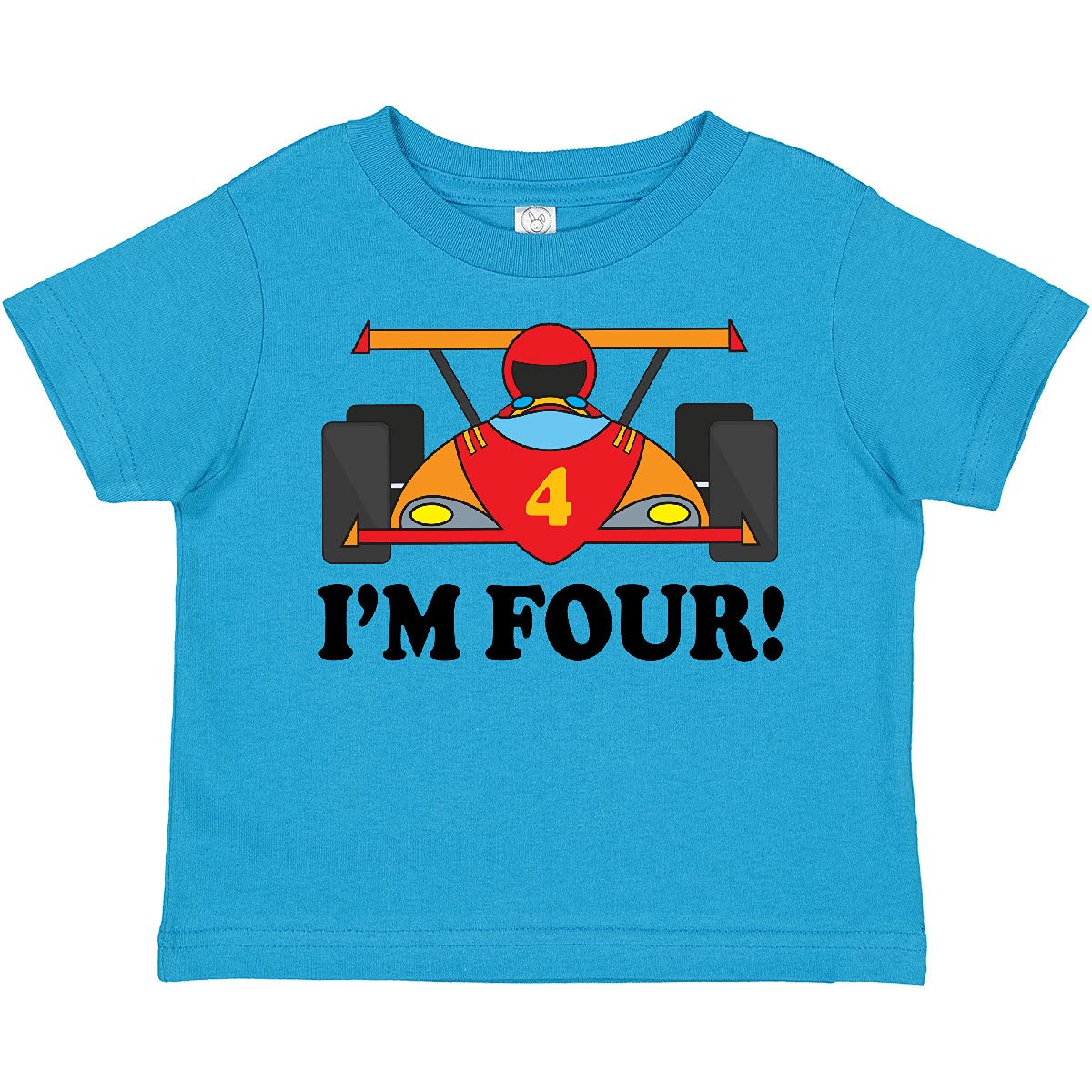 Inktastic Race Car 4th Birthday Toddler T-Shirt - Cute Toddler Boy Outfit for Birthday Party & Racing Theme Events