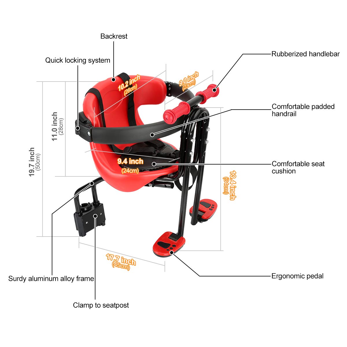 Best Front Mount Baby Bike Seat for Toddlers - Adjustable Safety Belt & Handrail - Universal Fit for Adult Bicycles - Perfect for Family Cycling & Outdoor Adventures