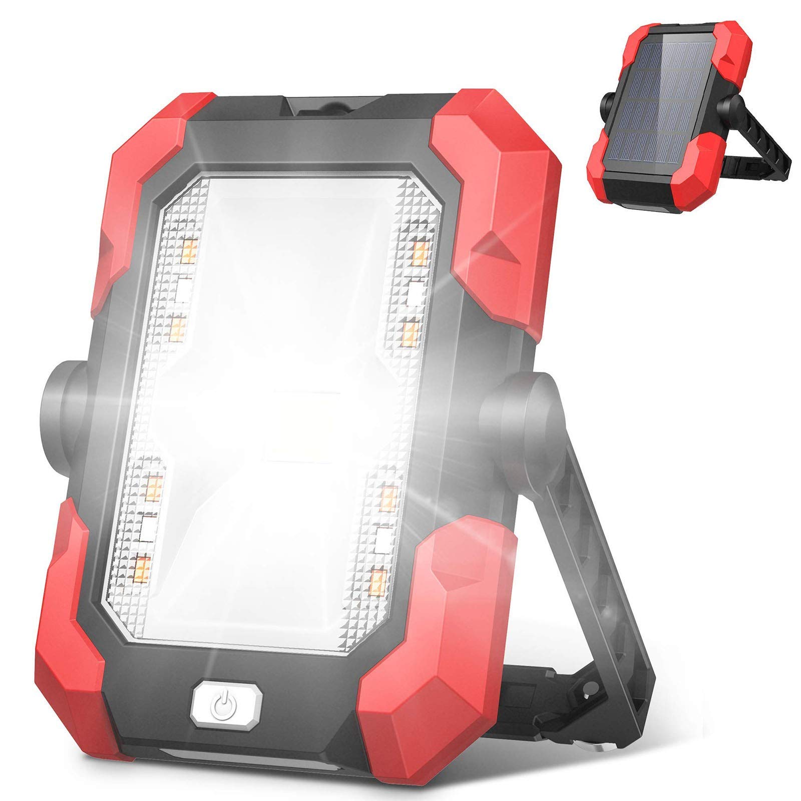 WOERD LED Work Lights & Solar Flood Lights - 4 Brightness Modes, Waterproof Portable Emergency Lighting for Outdoor Camping, Hiking, Car Repair & Power Outages | Perfect for Garage, Backyard, Job Sites & Emergency Kits