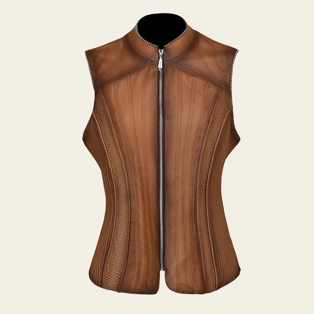 Women's Cuadra Honey Casual Fashion Quilted Lambskin Leather Vest - Stylish Outerwear for Fall & Winter | Perfect for Layering, Office Wear & Date Nights
