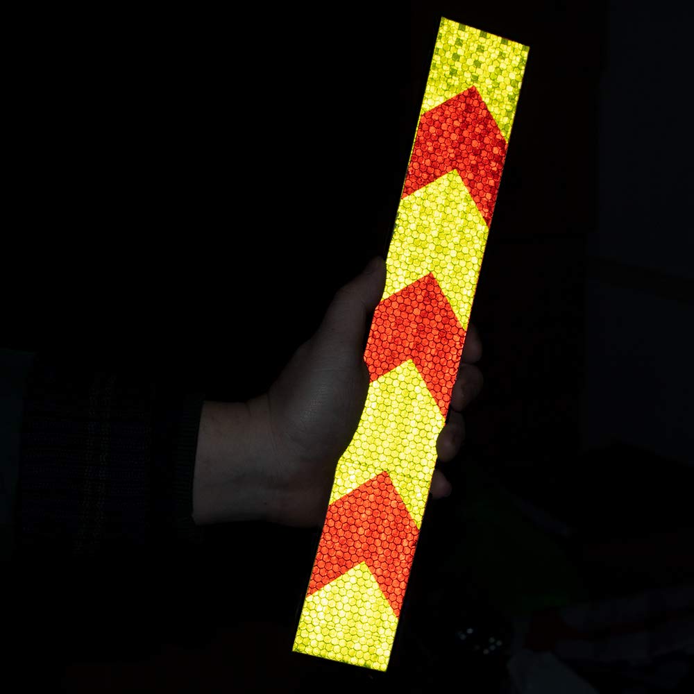 Red & Yellow Reflective Tape 1 in x 15 FT - Waterproof Self-Adhesive Safety Tape for Trucks, Trailers & Cars - High Visibility Conspicuity Tape for Night Driving & Roadside Emergencies