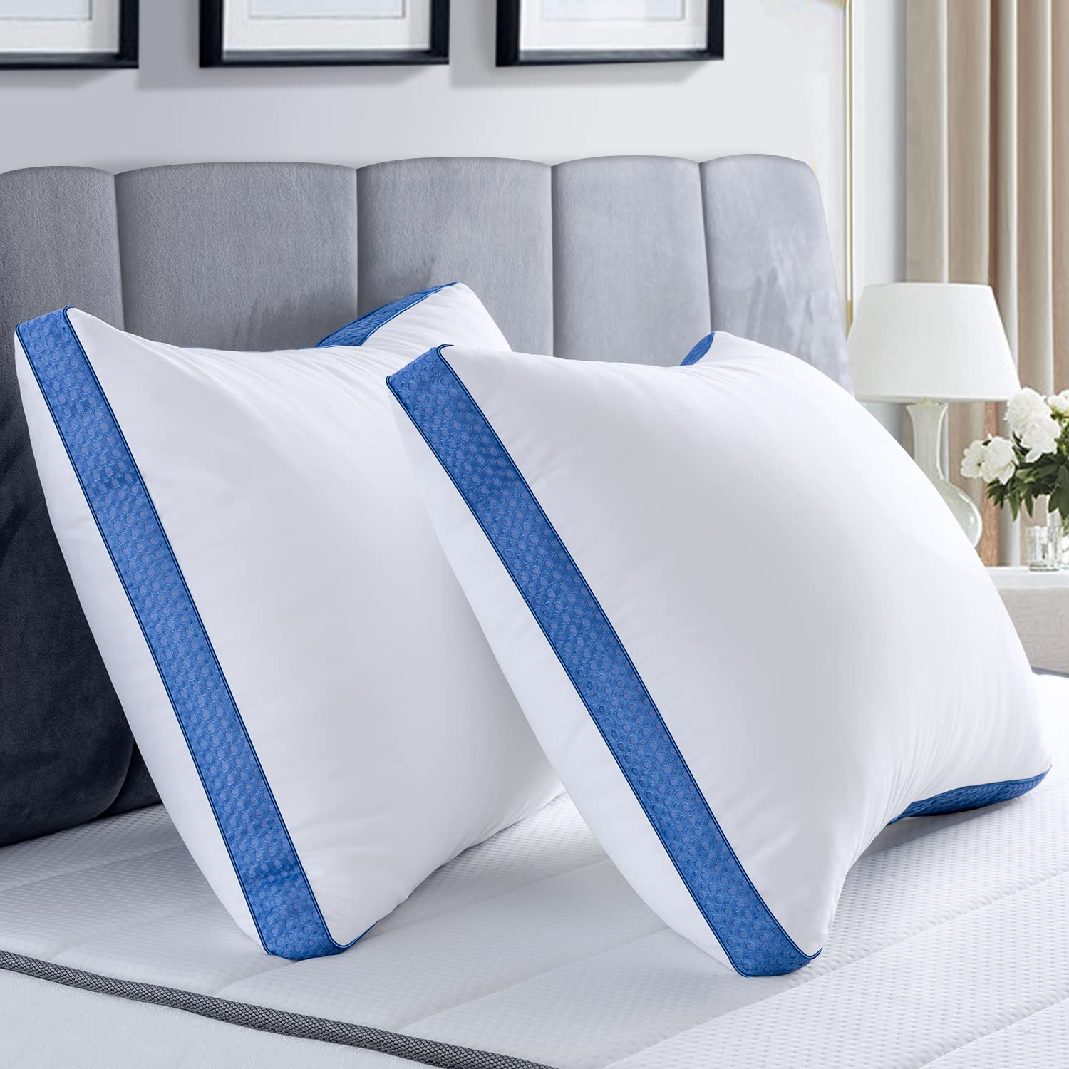 Premium Bed Pillows Set of 2 - Ultra Soft Down Alternative Hotel Quality Pillows for Side, Stomach & Back Sleepers - Breathable Gusseted Design for Maximum Comfort - Perfect for Home, Hotel & Travel Use
