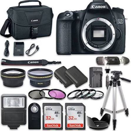 Canon EOS 70D/80D 20.2MP DSLR Camera with Full HD 1080p Video, Dual Pixel AF & Accessory Kit (Body Only) - Includes 2 SanDisk 32GB Memory Cards - Perfect for Photography, Vlogging & Travel