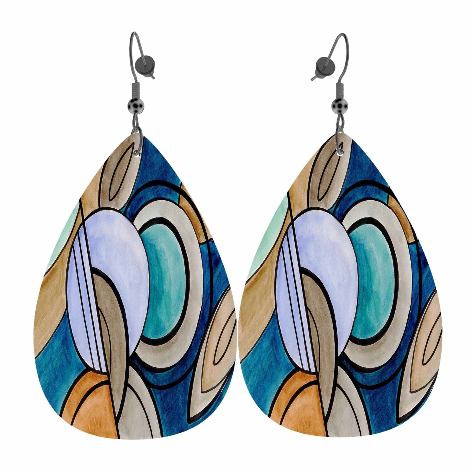 HOSNYE Women's Boho Skull & Floral Leather Earrings - Watercolor Peony, Wreath Teardrop Dangle Earrings with Double-Sided Leaf Design | Lightweight Fashion Jewelry for Women & Girls | Perfect for Parties, Weddings & Boho Outfits