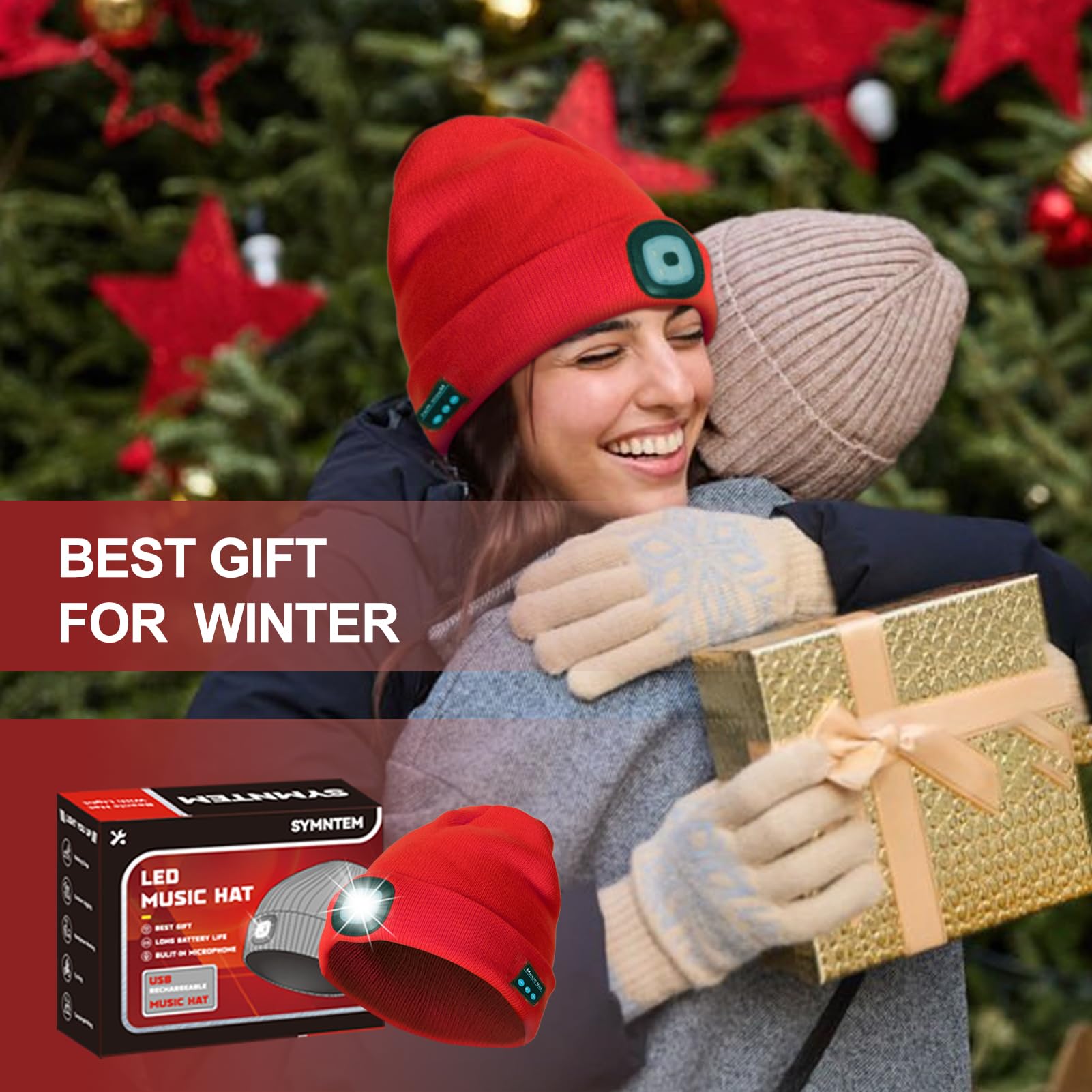 Rechargeable LED Beanie Hat with Light - Unisex Winter Warm Knit Cap for Men & Women - Perfect Gift for Birthday, Christmas & Outdoor Activities like Camping, Hiking & Night Running