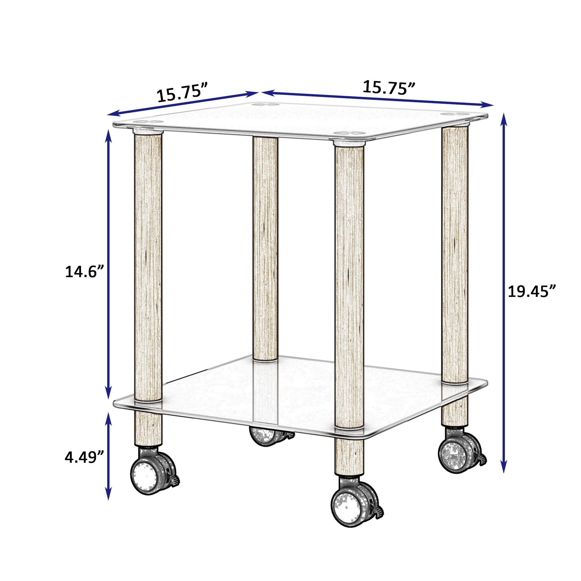 Modern White & Oak 2-Tier Side Table with Storage Shelf - Nightstand, End Table, Sofa Table for Living Room, Bedroom, Office - Space-Saving Design