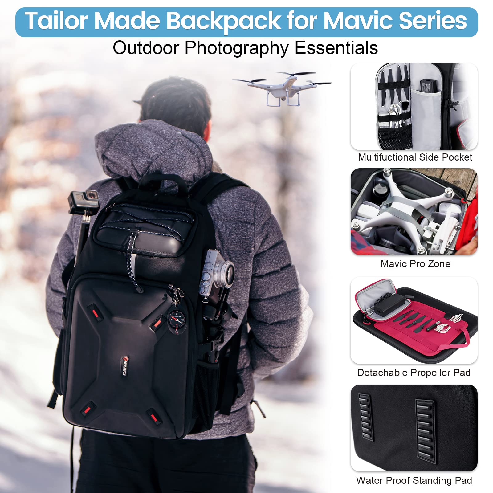 Endurax Professional Waterproof Camera Backpack for DSLR/SLR/Mirrorless Cameras & Drones - Large Photography Bag with Laptop Compartment, Tripod Holder & Rain Cover - Perfect for Travel, Hiking and Outdoor Photography