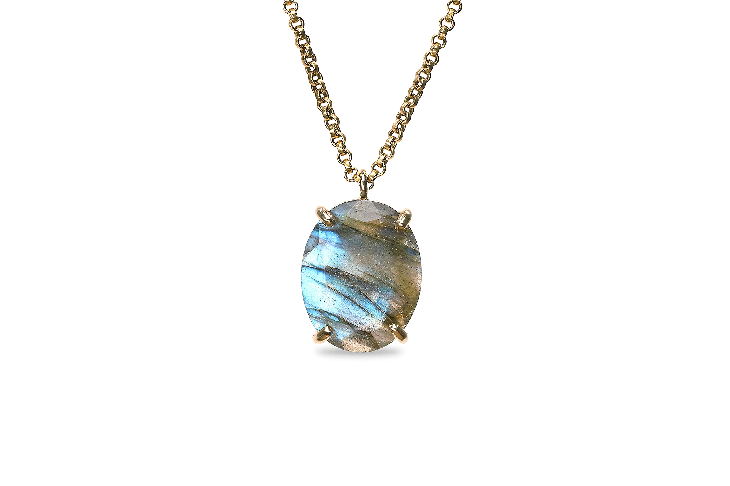 Handmade Labradorite Pendant Necklace for Women - Customized Anemone Jewelry with Semiprecious Stone - Elegant Everyday & Statement Jewelry - Perfect Gift for Her | Office Wear, Date Night, Special Occasions