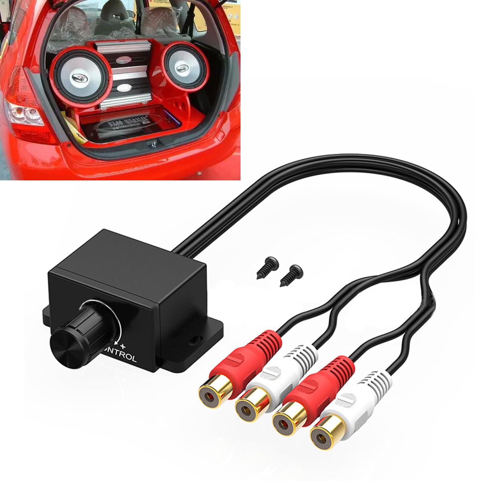Premium RCA Car Speaker Level Controller - Adjustable Bass Knob for Car Amplifier | Easy Volume & Bass Control for Enhanced Car Audio Experience | Perfect for Car Audio Systems, Subwoofers & Amplifiers