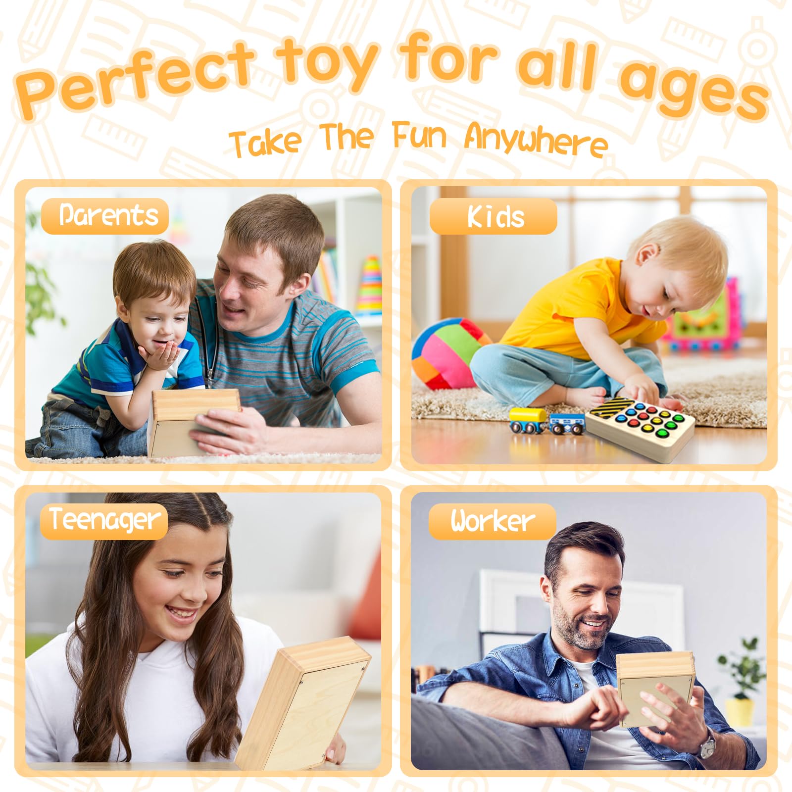 Wooden Montessori Busy Board for Toddlers - Sensory Travel Toy for 1-3 Year Old Boys & Girls | Preschool Learning Activity Board with Switches | Perfect Gift for Autistic Kids | Great for Airplane, Car Rides & Home Play