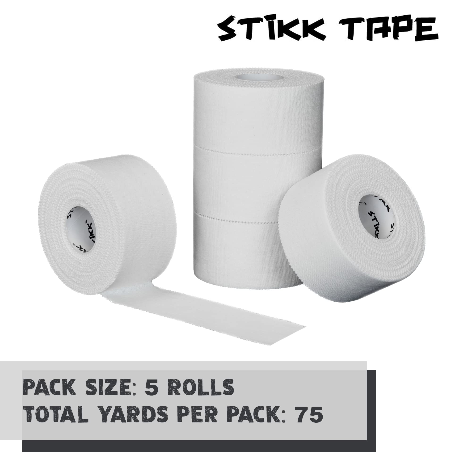 STIKK Athletic Sports Tape - 5 Pack White Kinesiology Tape (1.5
