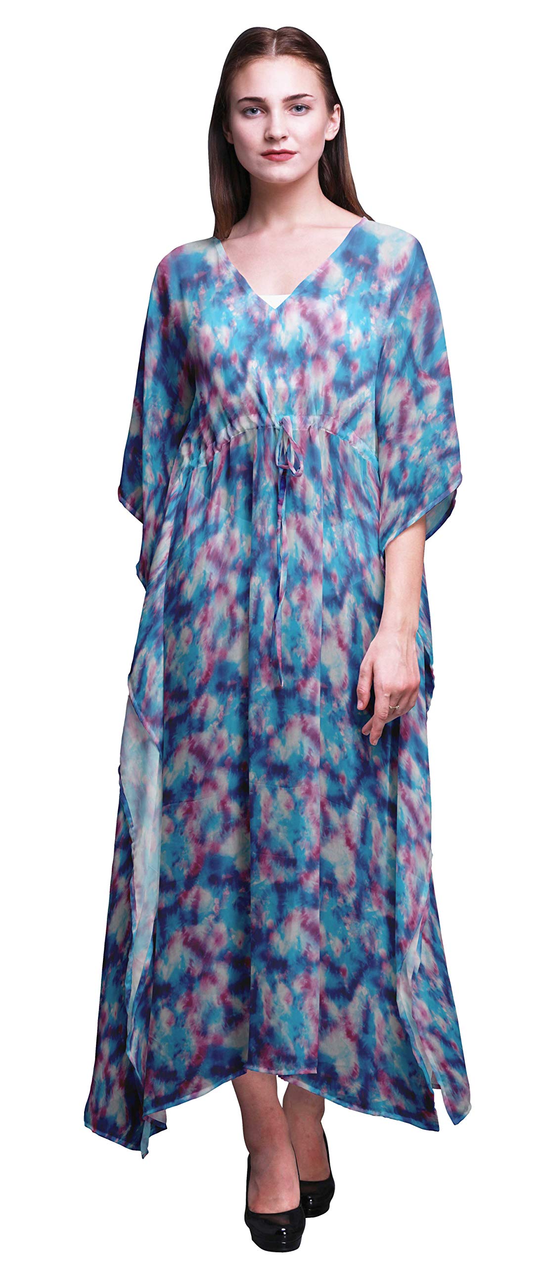 Bimba Beach Kaftan - Women's Flowy Maxi Dress Cover Up, Long Summer Kimono for Pool, Beach Vacation & Boho Outfits