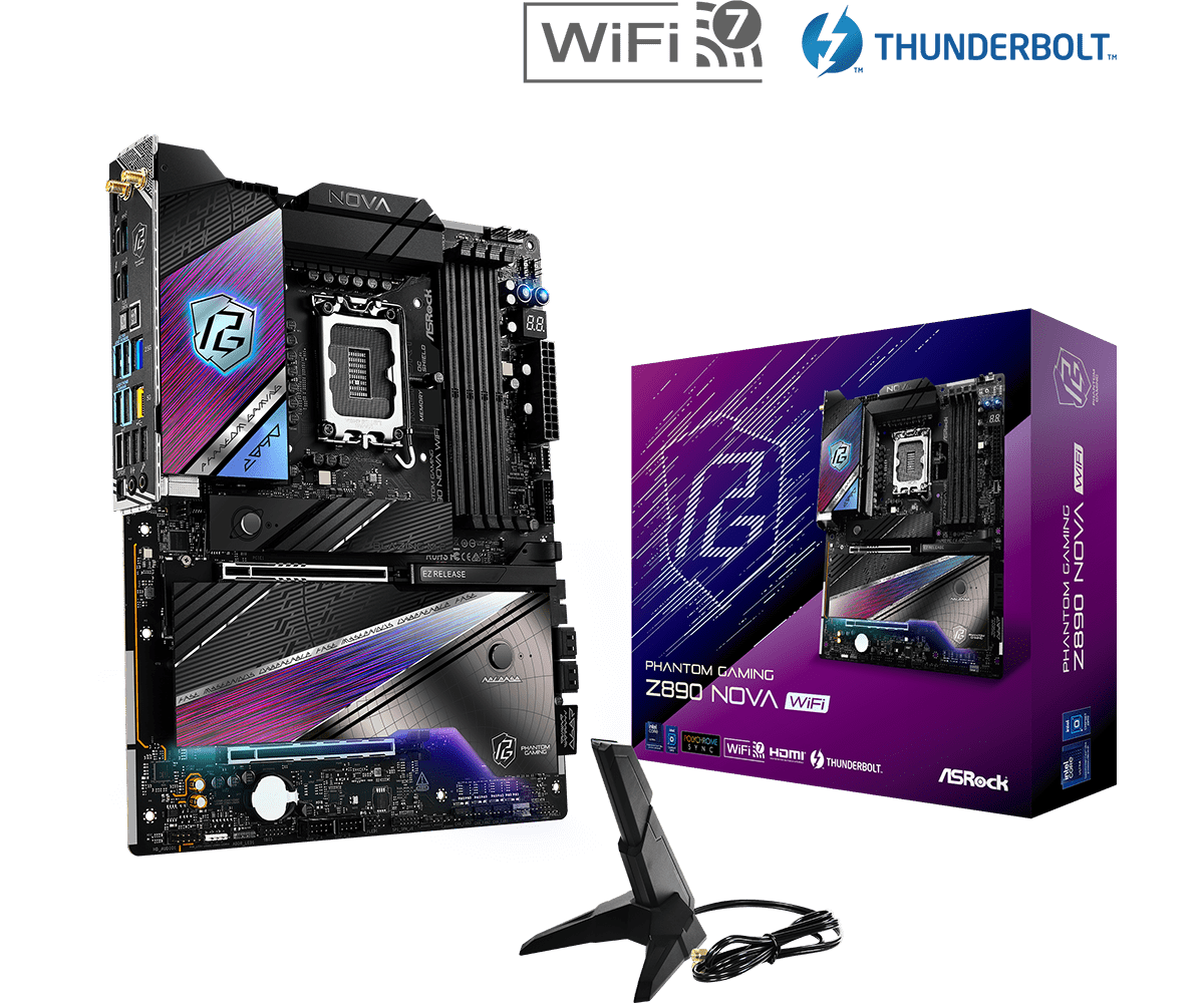 ASRock Z890 Nova WiFi 7 Motherboard - Intel LGA 1700 Socket, DDR5, PCIe 5.0, Thunderbolt 4 - Pre Order Now for High-Performance Gaming & Content Creation PCs