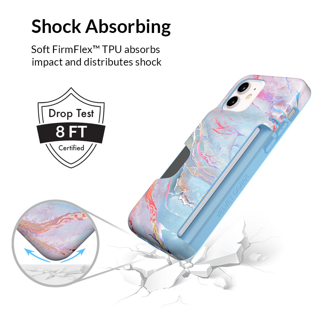 Holo Moonstone iPhone Wallet Case - Slim Protective Phone Cover with Card Holder for iPhone 13/14/15 - Perfect for Travel, Shopping & Everyday Use