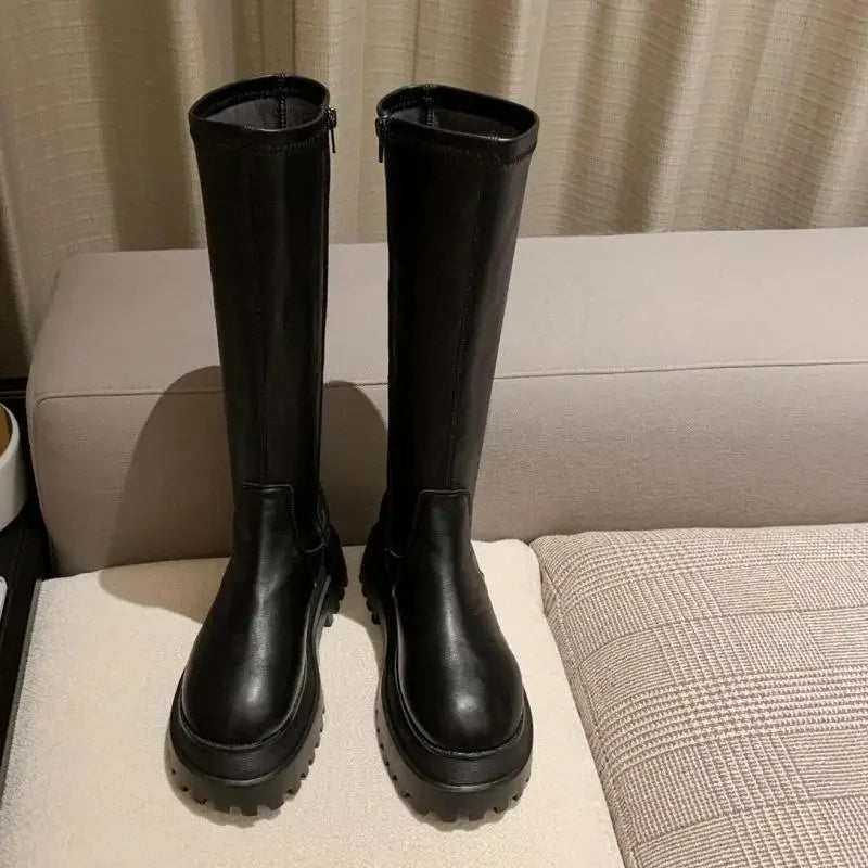 Women's Fashion Combat Boots - Mid Calf Winter Heels with Zipper | Knee High & Thigh High Quality Botas for Girls & Mujer | Perfect for Winter Outfits, Casual Wear & Street Style