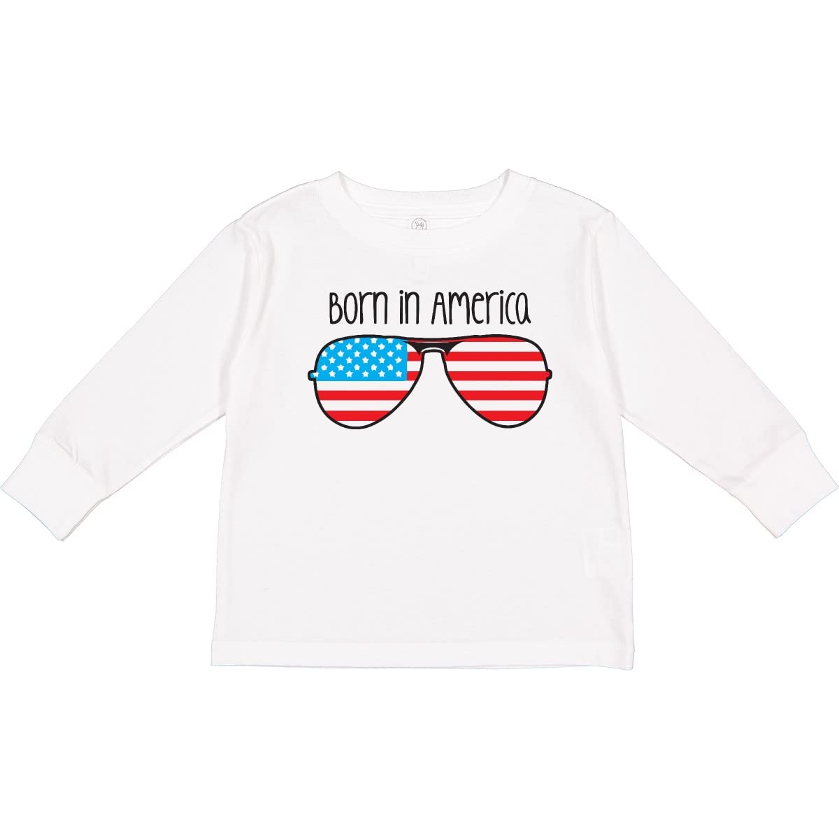 Inktastic Born in America Toddler Long Sleeve T-Shirt - Patriotic Kids Clothing for Holidays & Family Events